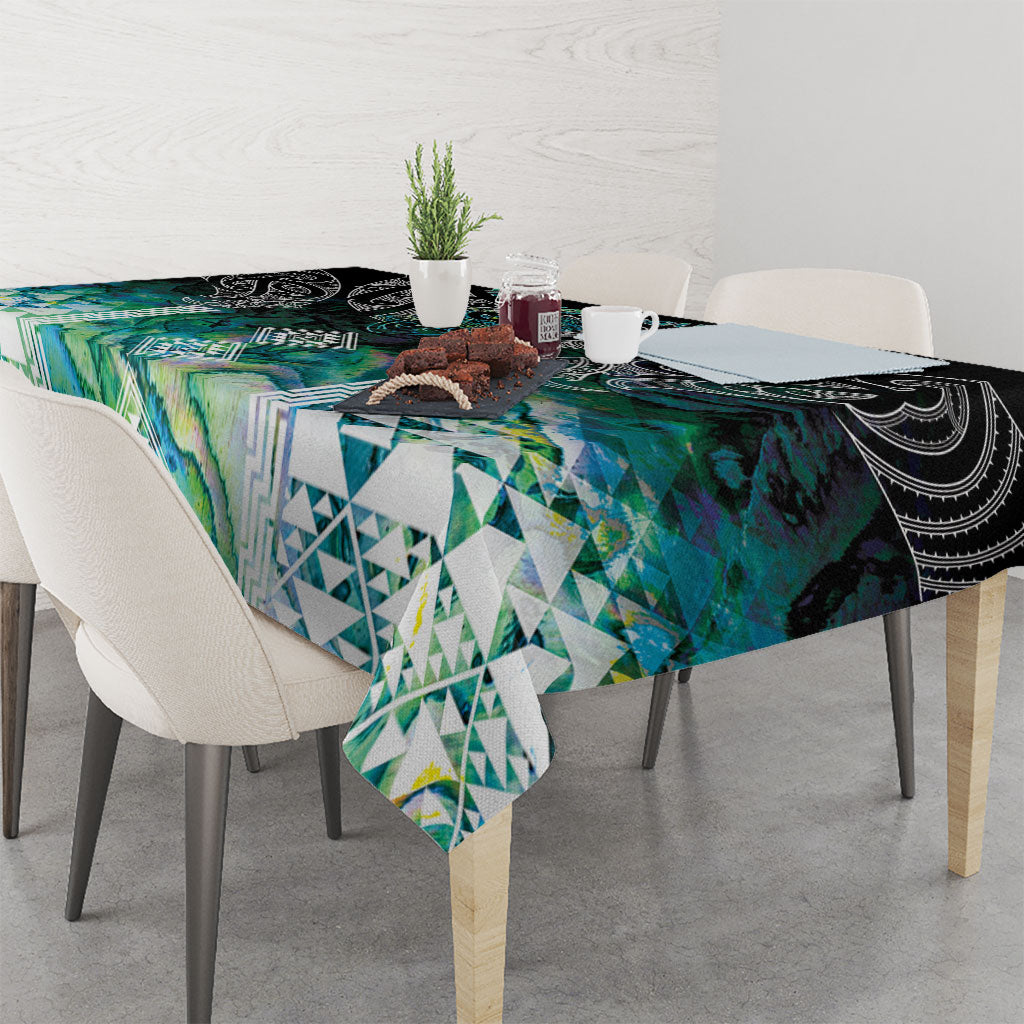 Aotearoa Maori Iwi Heritage Tablecloth Ngati Kahungunu Paua Shell Turquoise