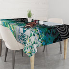 Aotearoa Maori Iwi Heritage Tablecloth Ngati Kahungunu Paua Shell Turquoise