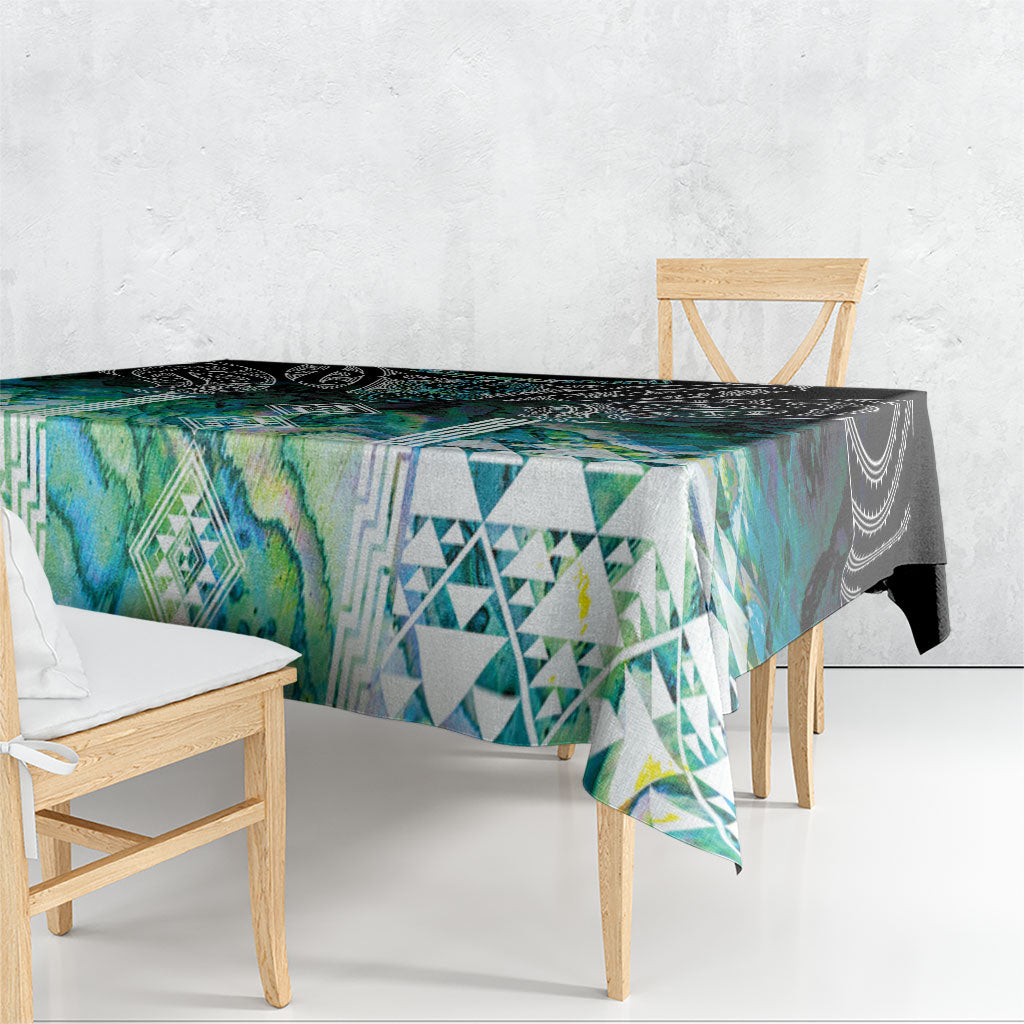Aotearoa Maori Iwi Heritage Tablecloth Ngati Kahungunu Paua Shell Turquoise