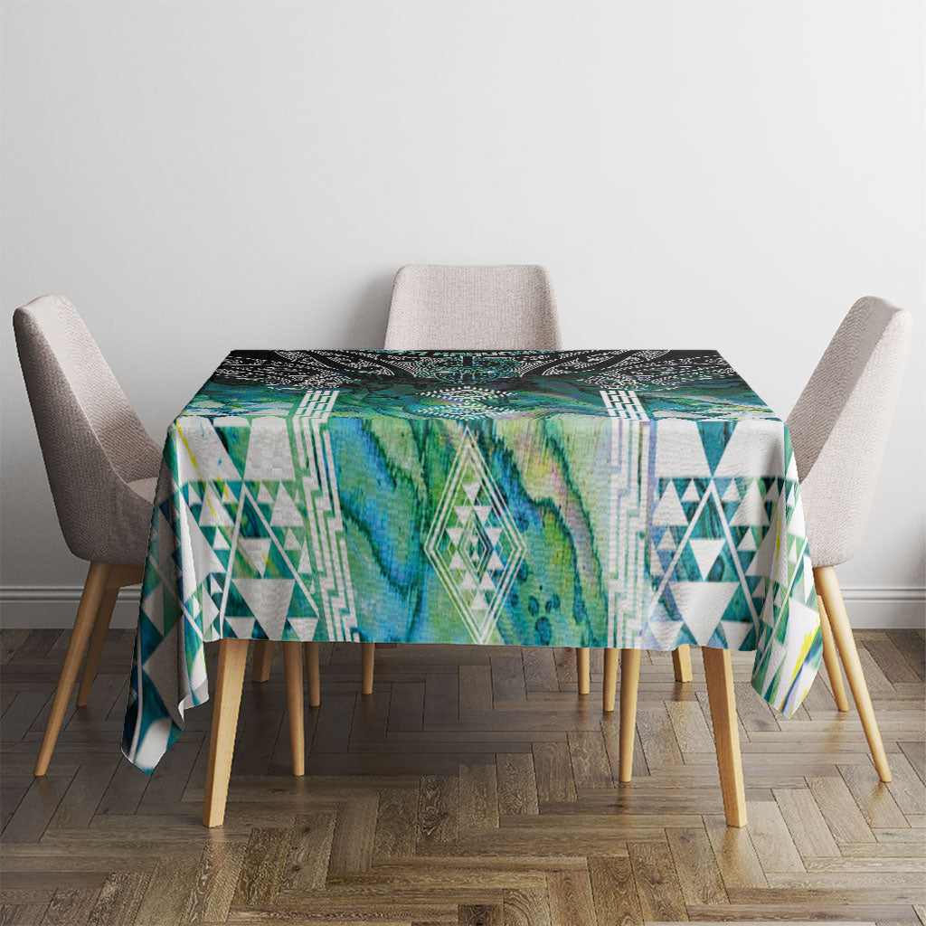 Aotearoa Maori Iwi Heritage Tablecloth Ngati Kahungunu Paua Shell Turquoise