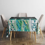 Aotearoa Maori Iwi Heritage Tablecloth Ngati Kahungunu Paua Shell Turquoise