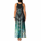 Aotearoa Maori Iwi Heritage Tank Maxi Dress Ngati Kahungunu Paua Shell Turquoise