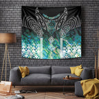 Aotearoa Maori Iwi Heritage Tapestry Ngati Kahungunu Paua Shell Turquoise