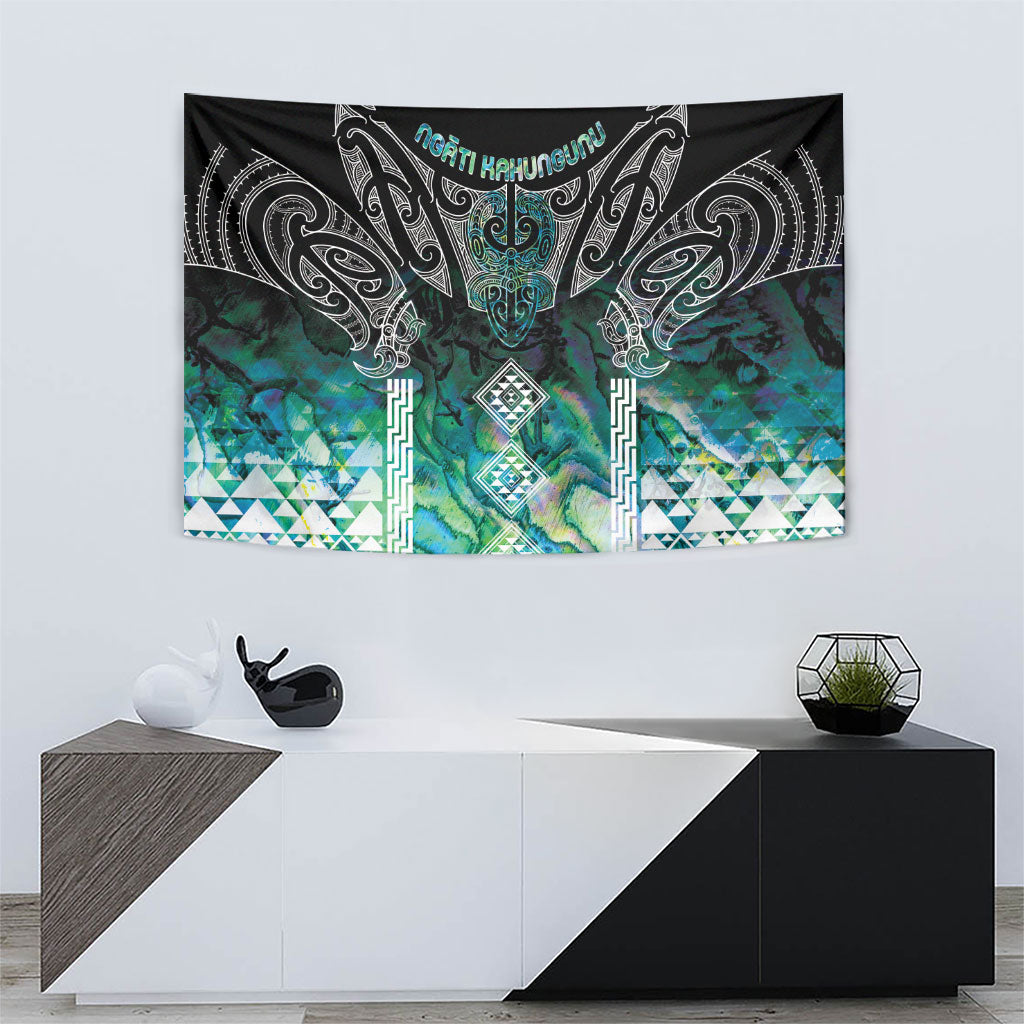 Aotearoa Maori Iwi Heritage Tapestry Ngati Kahungunu Paua Shell Turquoise