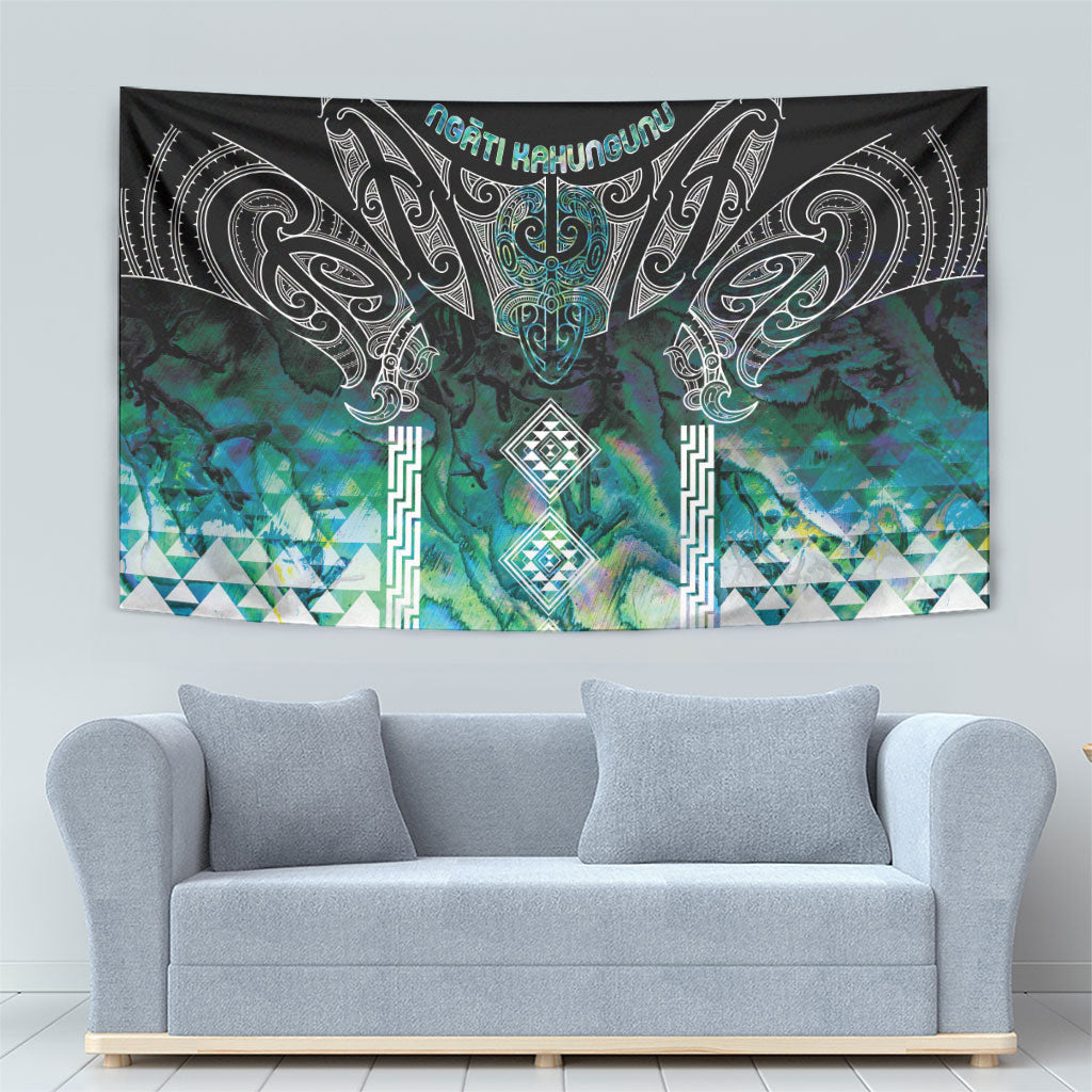 Aotearoa Maori Iwi Heritage Tapestry Ngati Kahungunu Paua Shell Turquoise