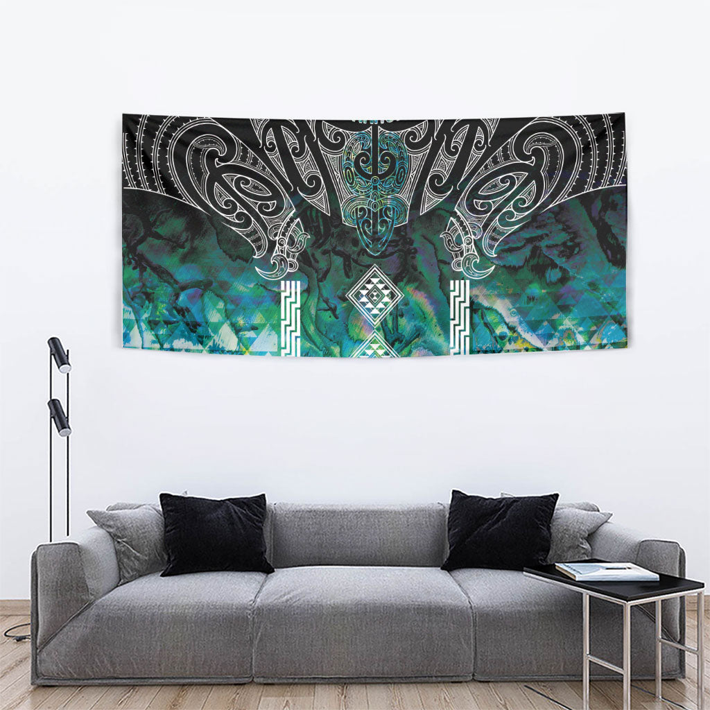 Aotearoa Maori Iwi Heritage Tapestry Ngati Kahungunu Paua Shell Turquoise