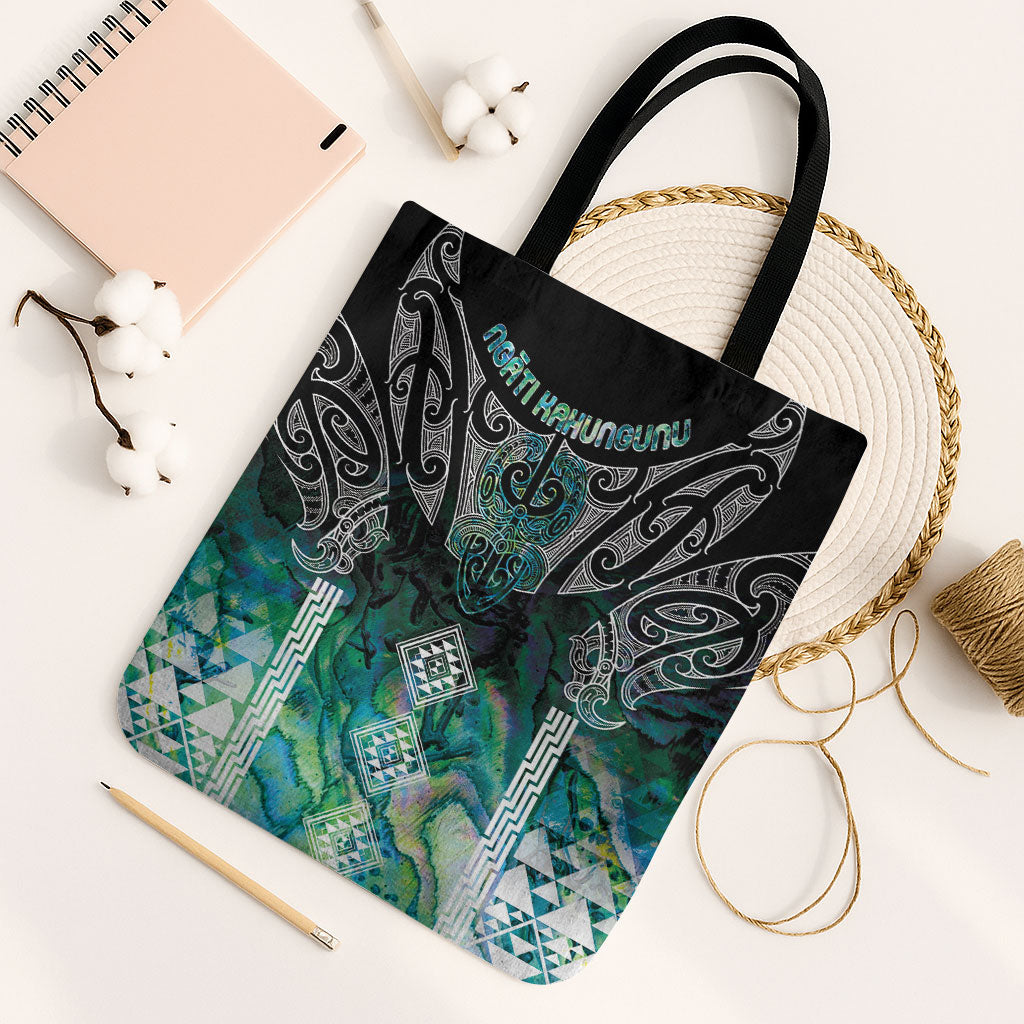 Aotearoa Maori Iwi Heritage Tote Bag Ngati Kahungunu Paua Shell Turquoise