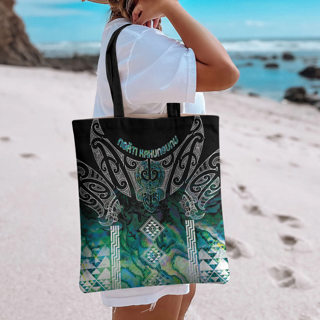 Aotearoa Maori Iwi Heritage Tote Bag Ngati Kahungunu Paua Shell Turquoise