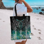 Aotearoa Maori Iwi Heritage Tote Bag Ngati Kahungunu Paua Shell Turquoise