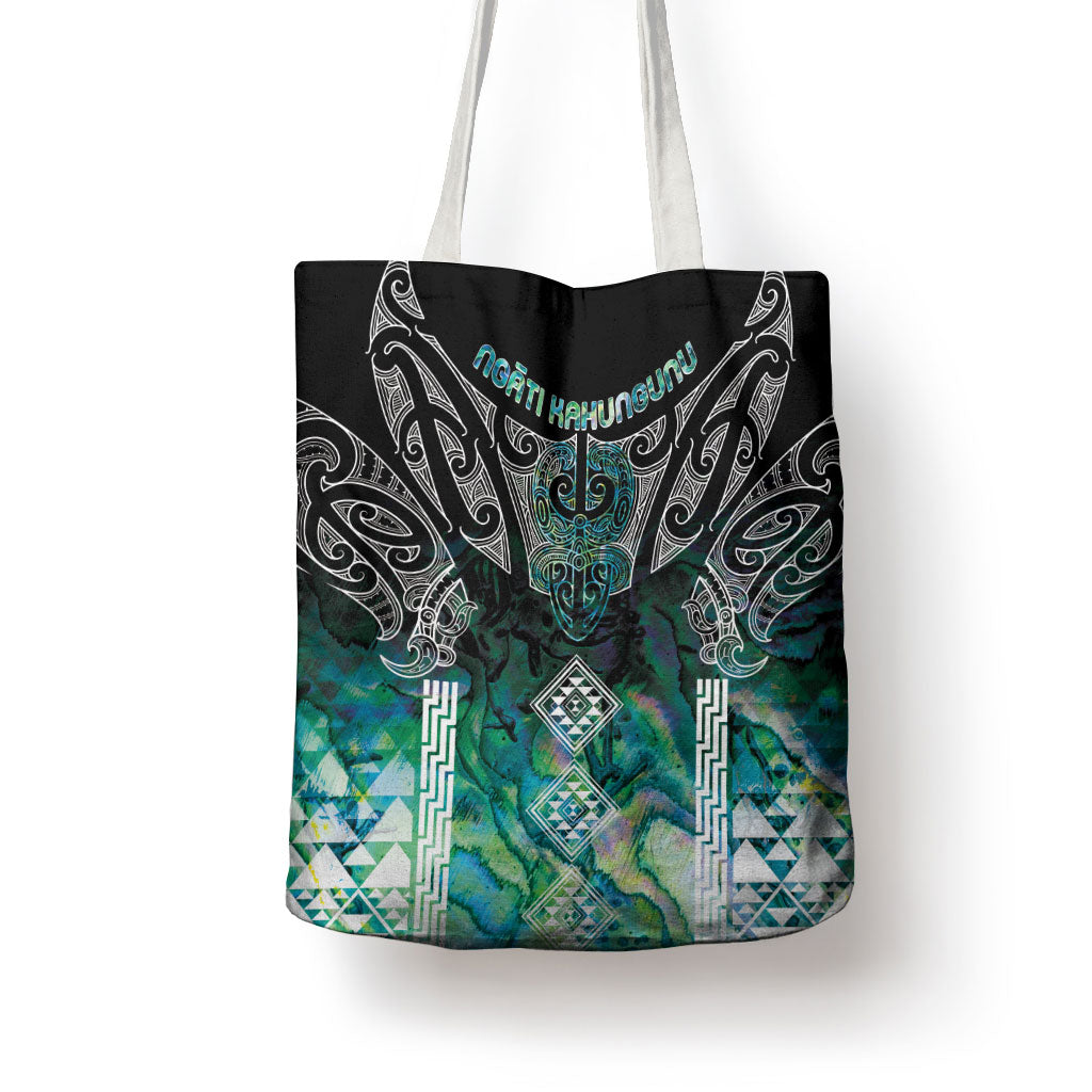 Aotearoa Maori Iwi Heritage Tote Bag Ngati Kahungunu Paua Shell Turquoise