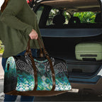 Aotearoa Maori Iwi Heritage Travel Bag Ngati Kahungunu Paua Shell Turquoise
