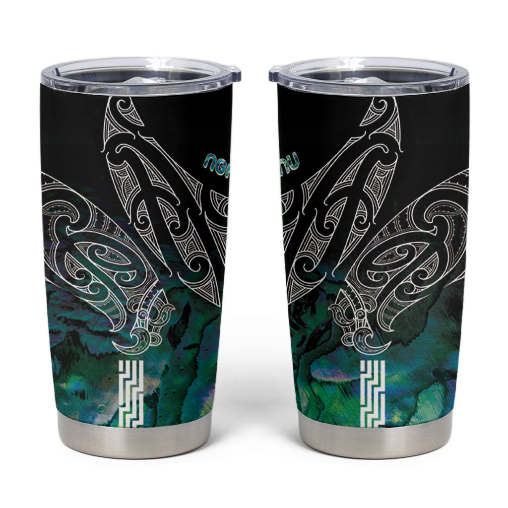 Aotearoa Maori Iwi Heritage Tumbler Cup Ngati Kahungunu Paua Shell Turquoise