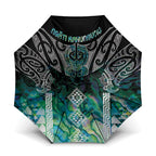 Aotearoa Maori Iwi Heritage Umbrella Ngati Kahungunu Paua Shell Turquoise