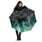 Aotearoa Maori Iwi Heritage Umbrella Ngati Kahungunu Paua Shell Turquoise