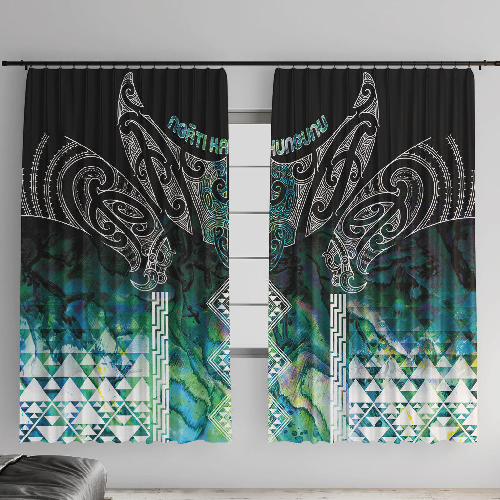 Aotearoa Maori Iwi Heritage Window Curtain Ngati Kahungunu Paua Shell Turquoise