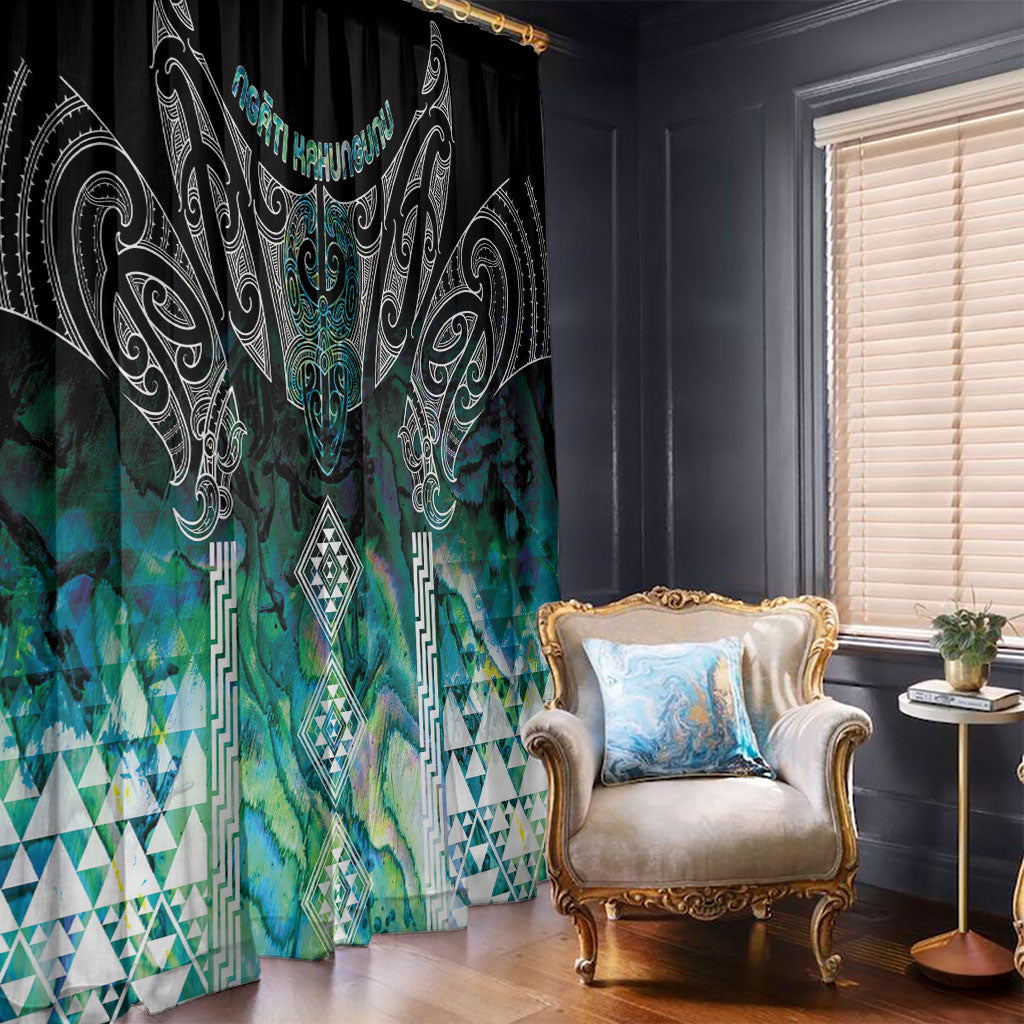 Aotearoa Maori Iwi Heritage Window Curtain Ngati Kahungunu Paua Shell Turquoise