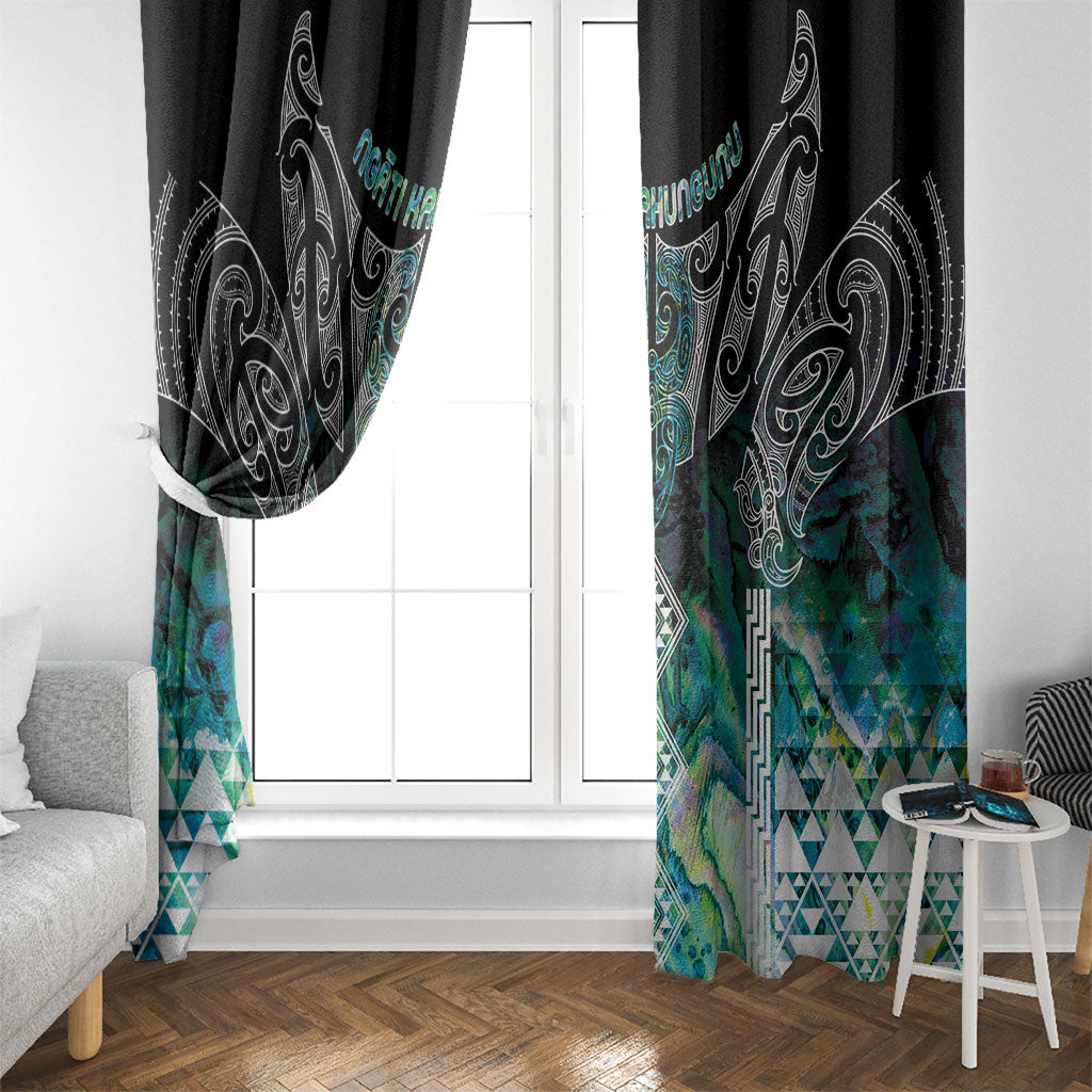 Aotearoa Maori Iwi Heritage Window Curtain Ngati Kahungunu Paua Shell Turquoise