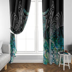 Aotearoa Maori Iwi Heritage Window Curtain Ngati Kahungunu Paua Shell Turquoise