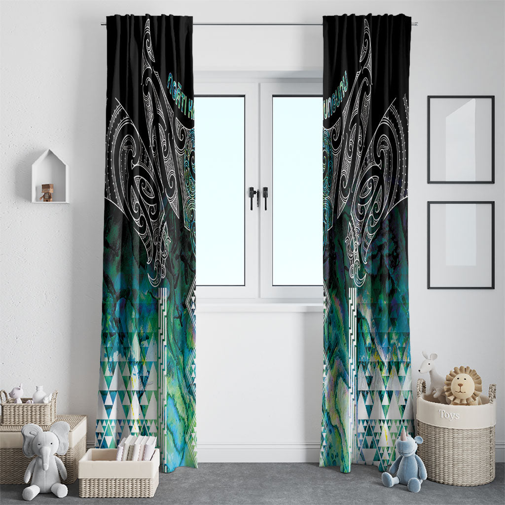 Aotearoa Maori Iwi Heritage Window Curtain Ngati Kahungunu Paua Shell Turquoise