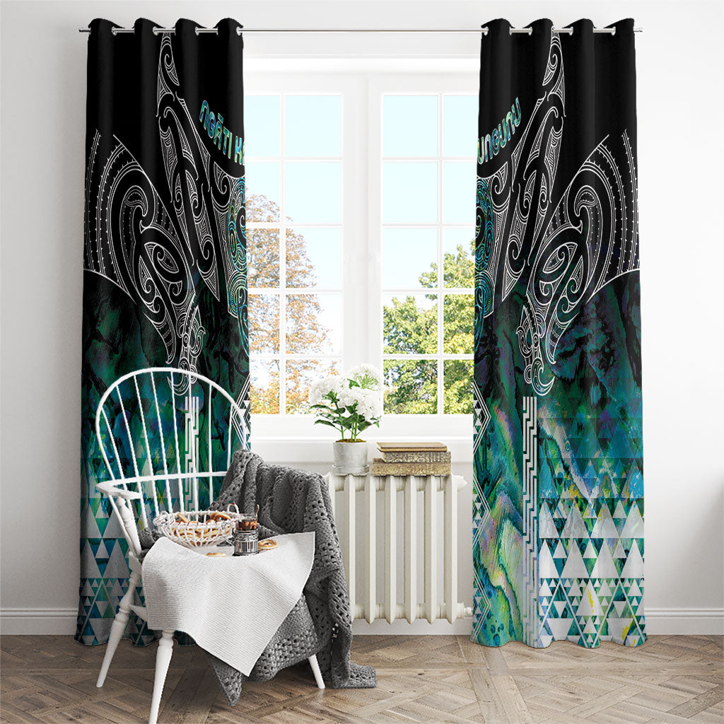 Aotearoa Maori Iwi Heritage Window Curtain Ngati Kahungunu Paua Shell Turquoise