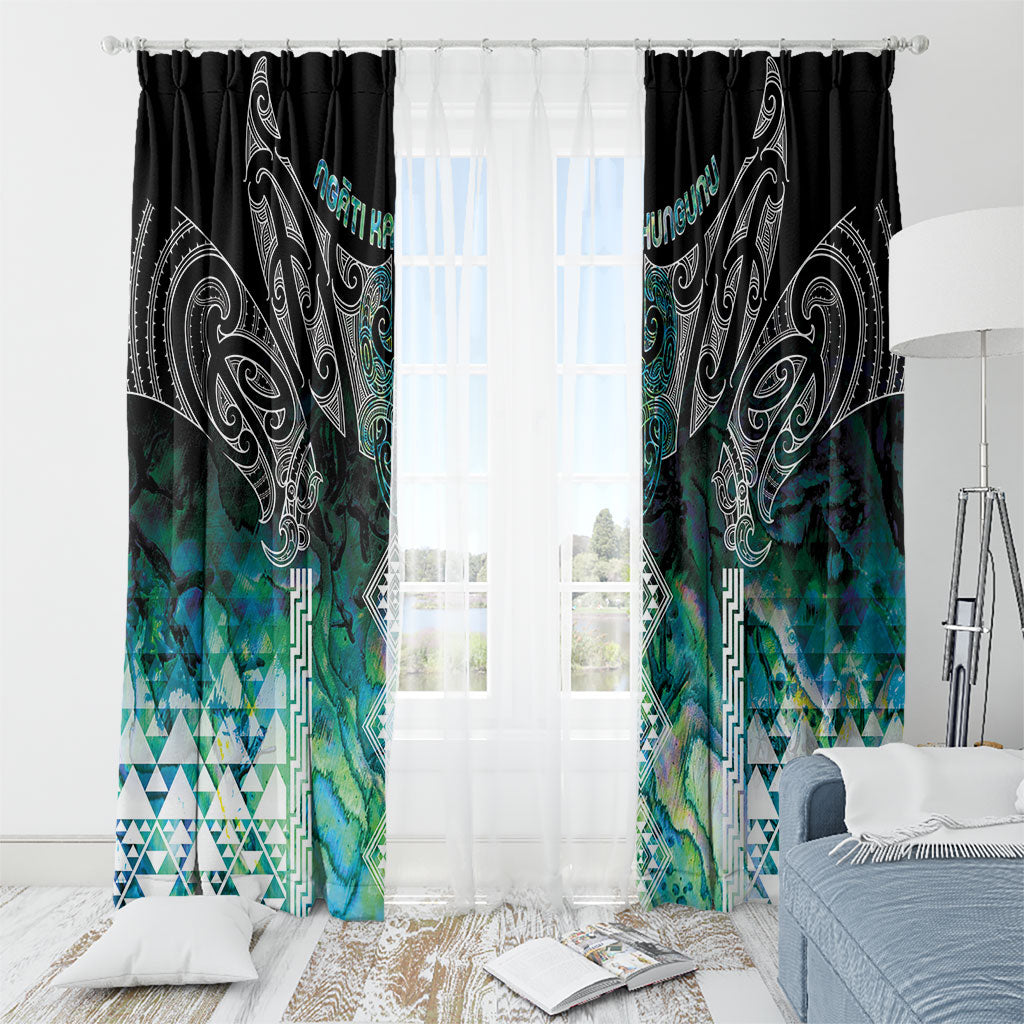 Aotearoa Maori Iwi Heritage Window Curtain Ngati Kahungunu Paua Shell Turquoise