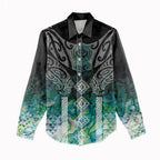 Aotearoa Maori Iwi Heritage Women Casual Shirt Ngati Kahungunu Paua Shell Turquoise