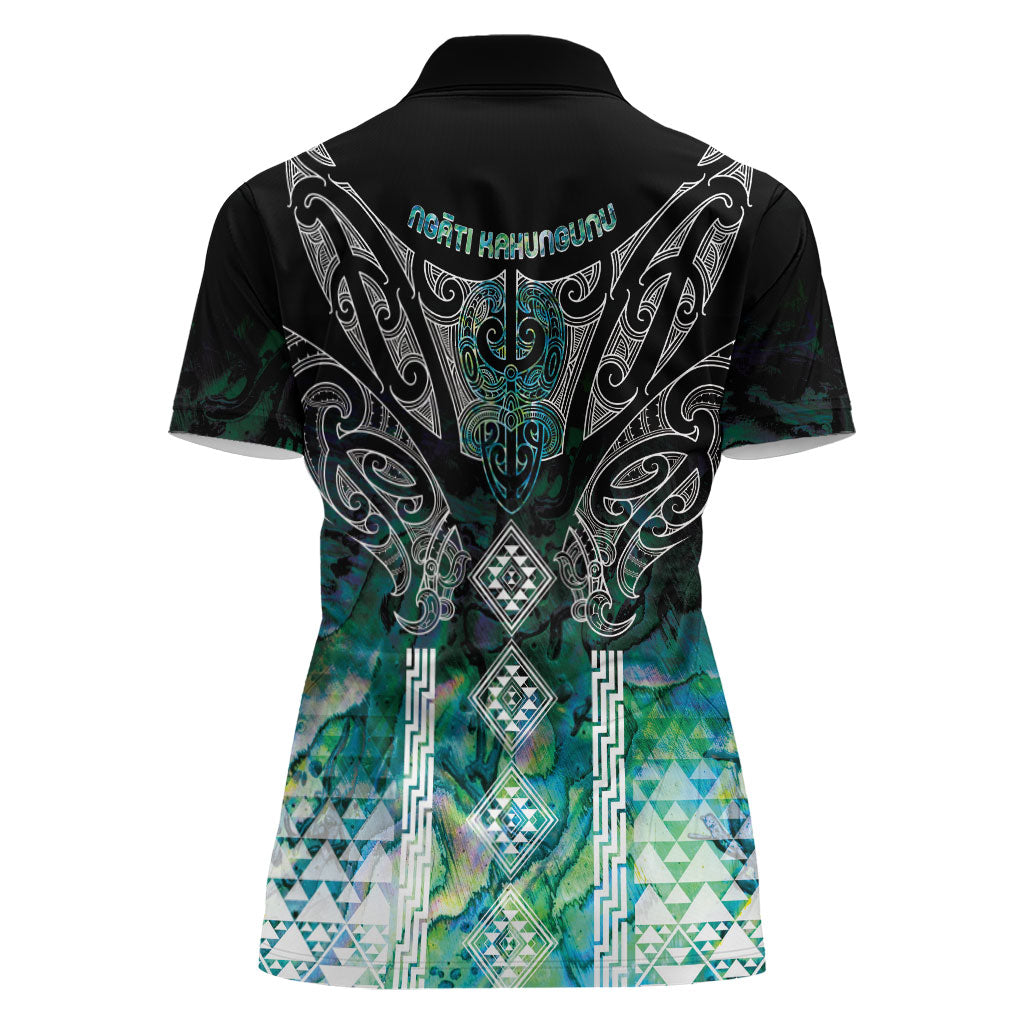 Aotearoa Maori Iwi Heritage Women Polo Shirt Ngati Kahungunu Paua Shell Turquoise