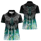 Aotearoa Maori Iwi Heritage Women Polo Shirt Ngati Kahungunu Paua Shell Turquoise