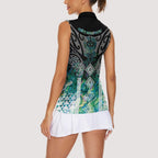 Aotearoa Maori Iwi Heritage Women Sleeveless Polo Shirt Ngati Kahungunu Paua Shell Turquoise