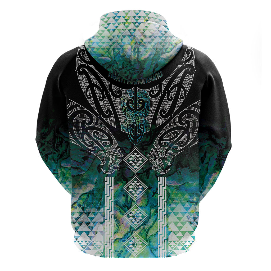 Aotearoa Maori Iwi Heritage Zip Hoodie Ngati Kahungunu Paua Shell Turquoise