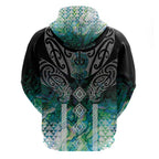 Aotearoa Maori Iwi Heritage Zip Hoodie Ngati Kahungunu Paua Shell Turquoise