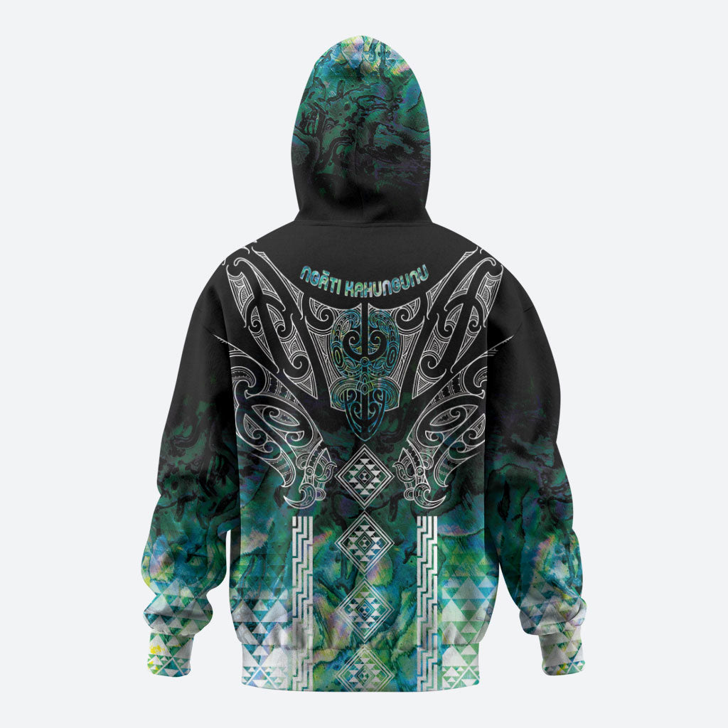 Aotearoa Maori Iwi Heritage Zip Hoodie Ngati Kahungunu Paua Shell Turquoise