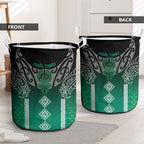 Aotearoa Maori Iwi Heritage Laundry Basket Ngai Tahu Pounamu Green
