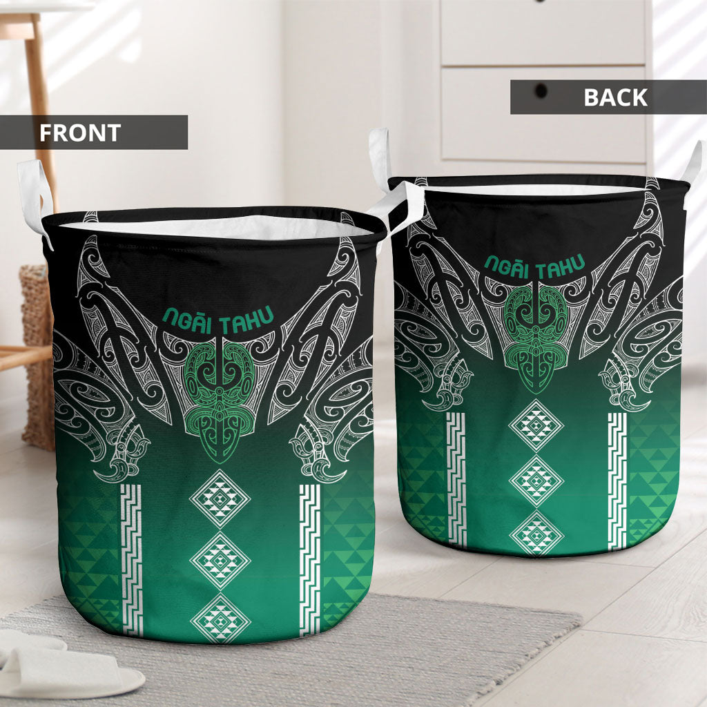 Aotearoa Maori Iwi Heritage Laundry Basket Ngai Tahu Pounamu Green