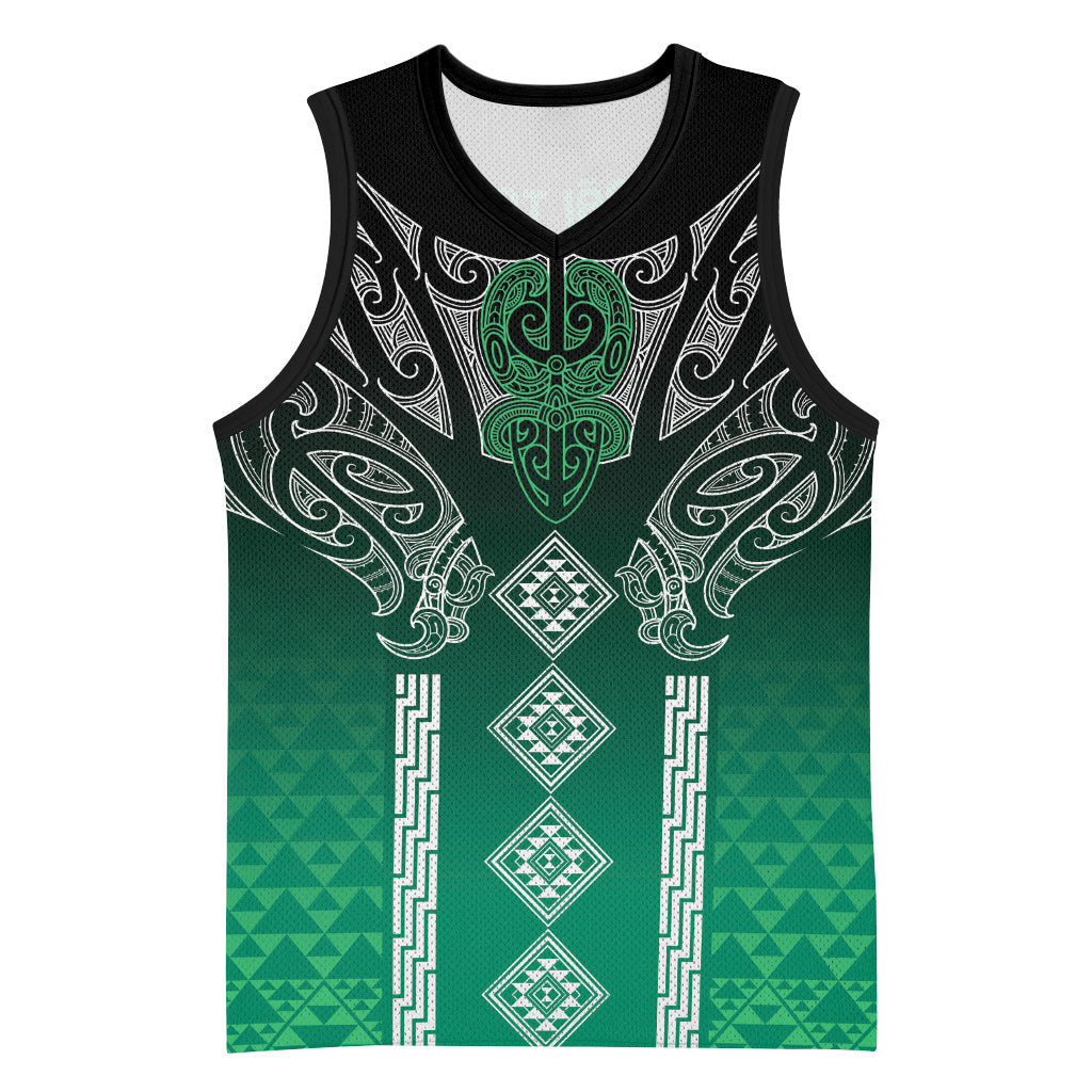 Aotearoa Maori Iwi Heritage Basketball Jersey Ngai Tahu Pounamu Green