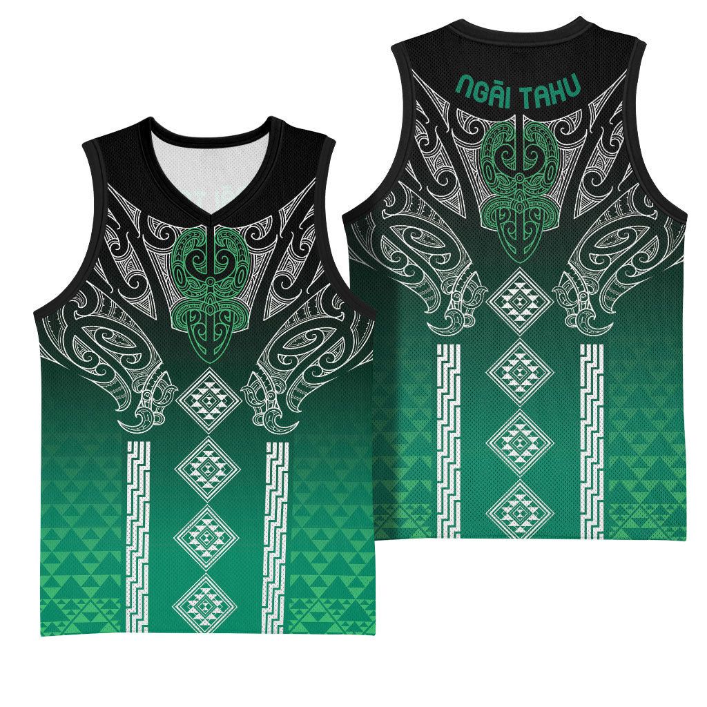 Aotearoa Maori Iwi Heritage Basketball Jersey Ngai Tahu Pounamu Green