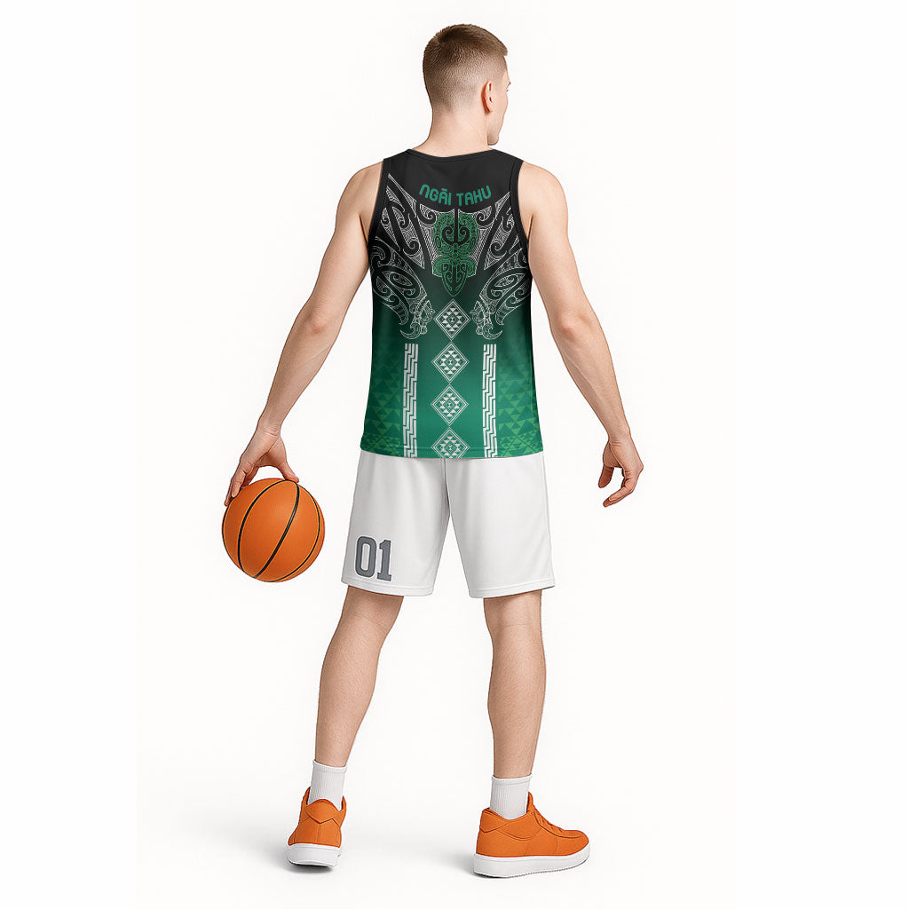 Aotearoa Maori Iwi Heritage Basketball Jersey Ngai Tahu Pounamu Green