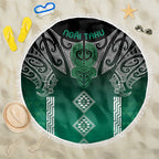 Aotearoa Maori Iwi Heritage Beach Blanket Ngai Tahu Pounamu Green