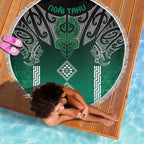 Aotearoa Maori Iwi Heritage Beach Blanket Ngai Tahu Pounamu Green