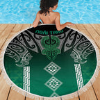 Aotearoa Maori Iwi Heritage Beach Blanket Ngai Tahu Pounamu Green