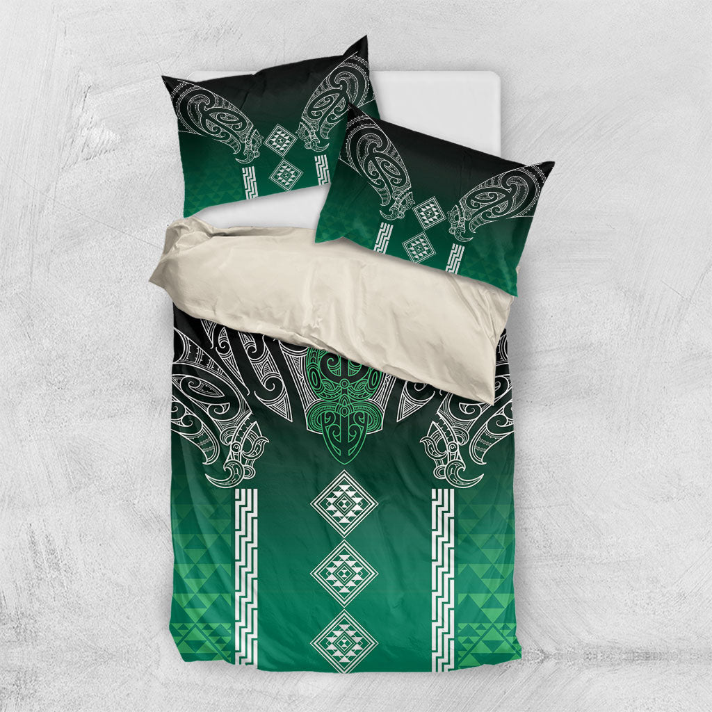 Aotearoa Maori Iwi Heritage Bedding Set Ngai Tahu Pounamu Green