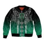 Aotearoa Maori Iwi Heritage Bomber Jacket Ngai Tahu Pounamu Green