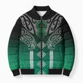 Aotearoa Maori Iwi Heritage Bomber Puffer Jacket Ngai Tahu Pounamu Green