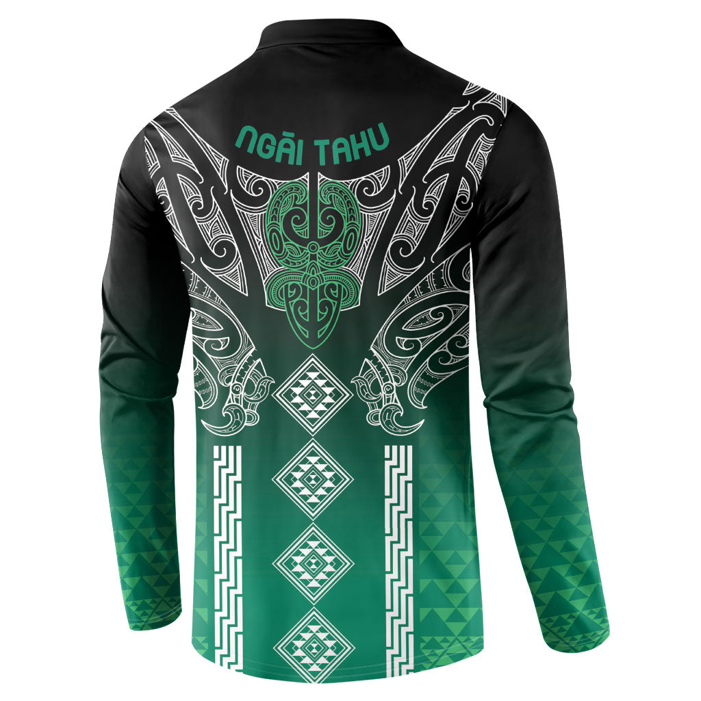 Aotearoa Maori Iwi Heritage Button Sweatshirt Ngai Tahu Pounamu Green