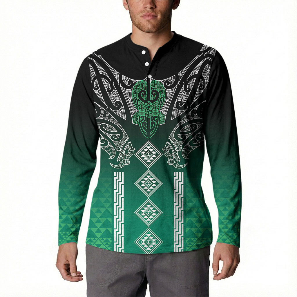 Aotearoa Maori Iwi Heritage Button Sweatshirt Ngai Tahu Pounamu Green
