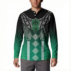 Aotearoa Maori Iwi Heritage Button Sweatshirt Ngai Tahu Pounamu Green