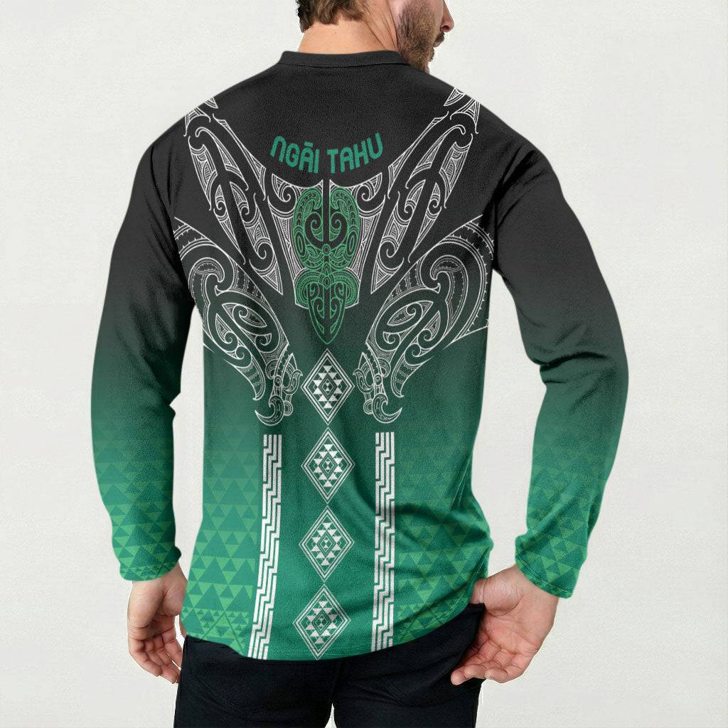 Aotearoa Maori Iwi Heritage Button Sweatshirt Ngai Tahu Pounamu Green