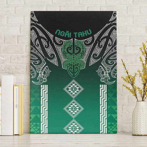 Aotearoa Maori Iwi Heritage Canvas Wall Art Ngai Tahu Pounamu Green