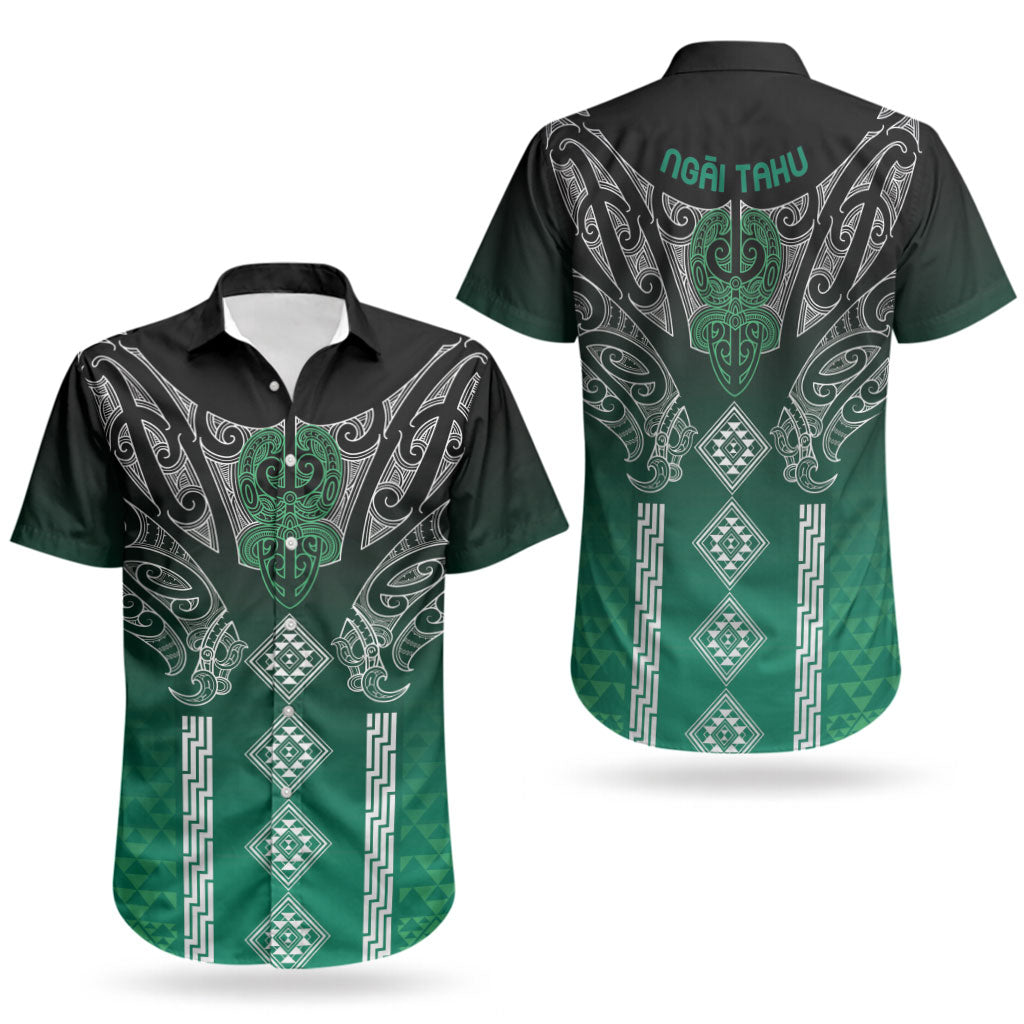 Aotearoa Maori Iwi Heritage Couples Matching Mermaid Dress and Hawaiian Shirt Ngai Tahu Pounamu Green