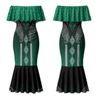 Aotearoa Maori Iwi Heritage Couples Matching Mermaid Dress and Hawaiian Shirt Ngai Tahu Pounamu Green